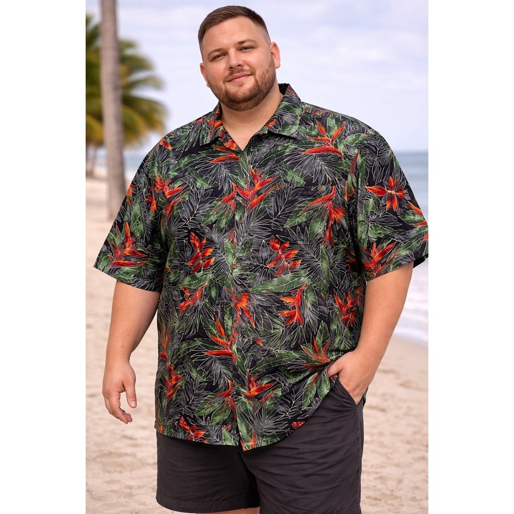 Aloha Republic Mens 3XL Hawaiian Shirt Bird of‎ Paradise Cotton Camp Tropical